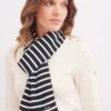 SAINT JAMES Echarpe Rayée Duguay - En Laine Mélangée (NAVY/ECUME) -Chic Marin Soldes 2945 NAVY ECUME E shop BD 2