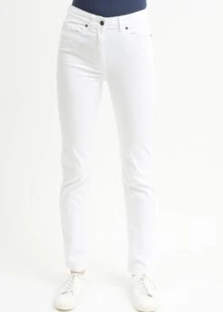 SAINT JAMES Pantalon Taille Haute Mimosa - Coupe Slim En Coton Stretch (BLANC) -Chic Marin Soldes 3101 MIMOSA COULEUR BLANC 04