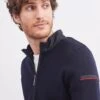 SAINT JAMES Cardigan Zippé Navigateur - En Maille De Laine Fine (NAVY)