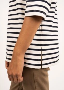 SAINT JAMES Marinière Anti-UV Phare - à Col Bateau En Jersey (NEIGE/NAVY) -Chic Marin Soldes 3846 0S E shop BD 10