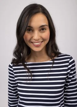 SAINT JAMES Marinière Anti-UV Phare - à Col Bateau En Jersey (NAVY/NEIGE) -Chic Marin Soldes 3846 6T E shop BD 3