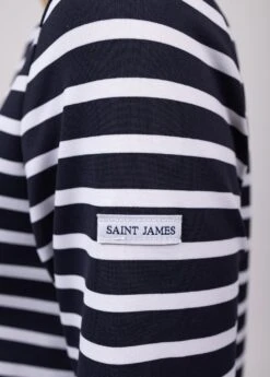 SAINT JAMES Marinière Anti-UV Phare - à Col Bateau En Jersey (NAVY/NEIGE) -Chic Marin Soldes 3846 6T E shop BD 5