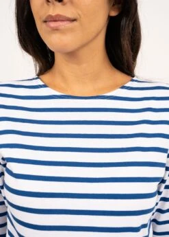 SAINT JAMES Marinière Manches 3/4 Galathée - Coupe Ajustée, En Coton Léger (NEIGE/GITANE) -Chic Marin Soldes 4131 90 E shop BD 17