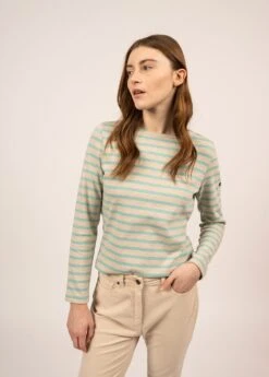 SAINT JAMES Marinière Meridame - Coupe Droite, En Coton épais (NATUREL/JADE) 9 SAINT JAMES Marinière Meridame - Coupe Droite, En Coton épais (NATUREL/JADE) -Chic Marin Soldes 4135 NATUREL JADE 03