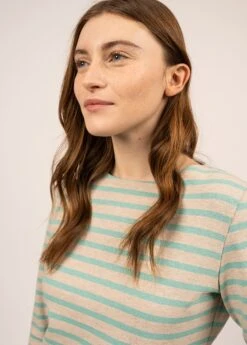 SAINT JAMES Marinière Meridame - Coupe Droite, En Coton épais (NATUREL/JADE) 10 SAINT JAMES Marinière Meridame - Coupe Droite, En Coton épais (NATUREL/JADE) -Chic Marin Soldes 4135 NATUREL JADE 04