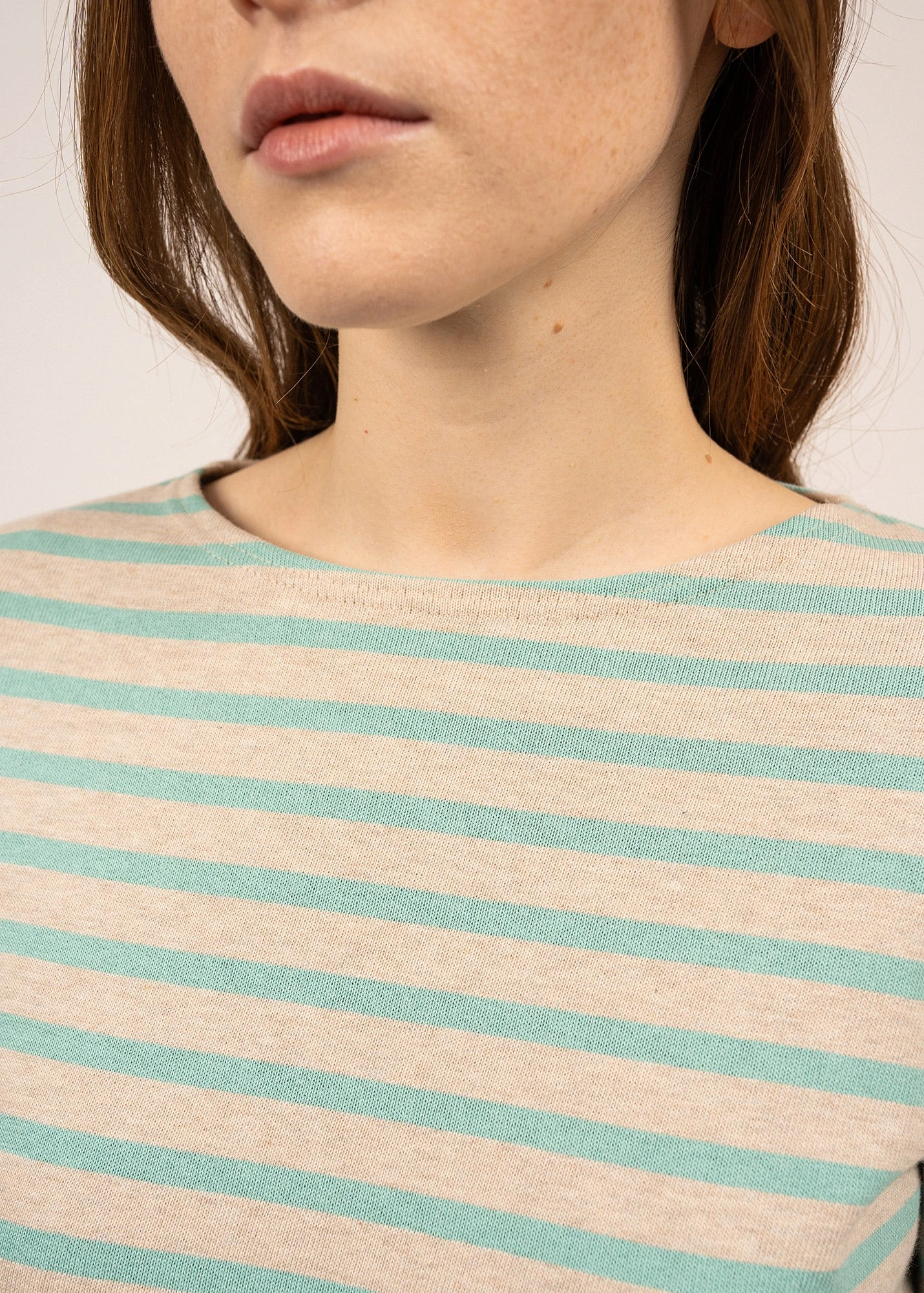 SAINT JAMES Marinière Meridame - Coupe Droite, En Coton épais (NATUREL/JADE) 7 SAINT JAMES Marinière Meridame - Coupe Droite, En Coton épais (NATUREL/JADE) - Image 5