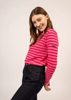 SAINT JAMES Marinière Meridame - Coupe Droite, En Coton épais (ROSE FLUO/TULIPE)