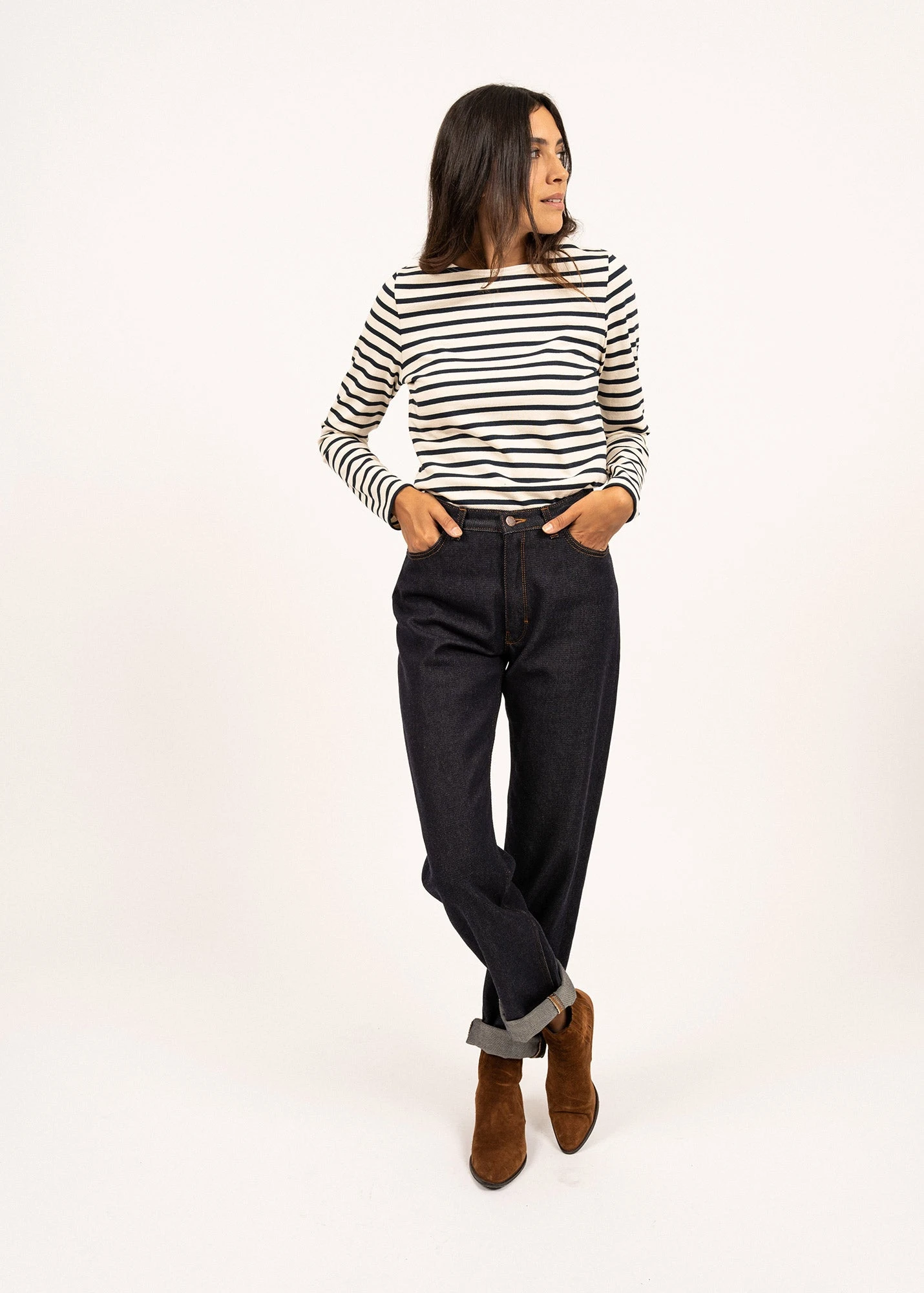 SAINT JAMES Marinière Meridame - Coupe Droite, En Coton épais (ECRU/MARINE) 3 SAINT JAMES Marinière Meridame - Coupe Droite, En Coton épais (ECRU/MARINE)