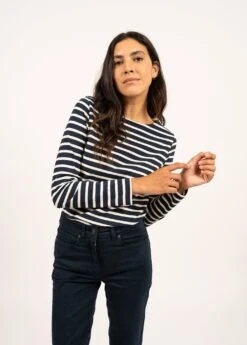SAINT JAMES Marinière Meridame - Coupe Droite, En Coton épais (MARINE/ECRU) -Chic Marin Soldes 4135 51 E shop BD 9