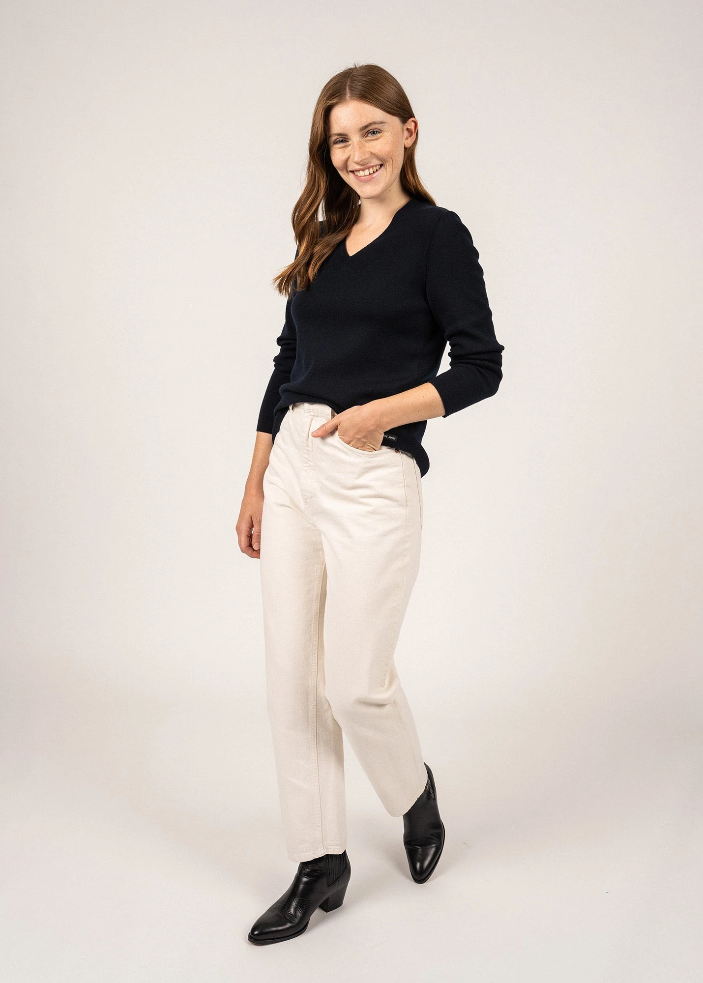 SAINT JAMES Pull Col V Bréhat - En Maille De Laine Fine (NAVY) 3 SAINT JAMES Pull Col V Bréhat - En Maille De Laine Fine (NAVY)