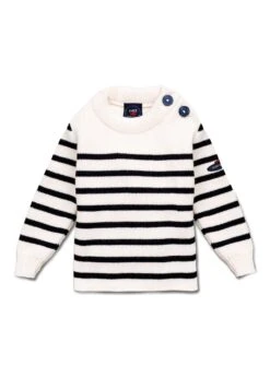 SAINT JAMES Pull Marin Rayé Bébé Moussaillon - En Laine Mélangée (ECUME/NAVY)