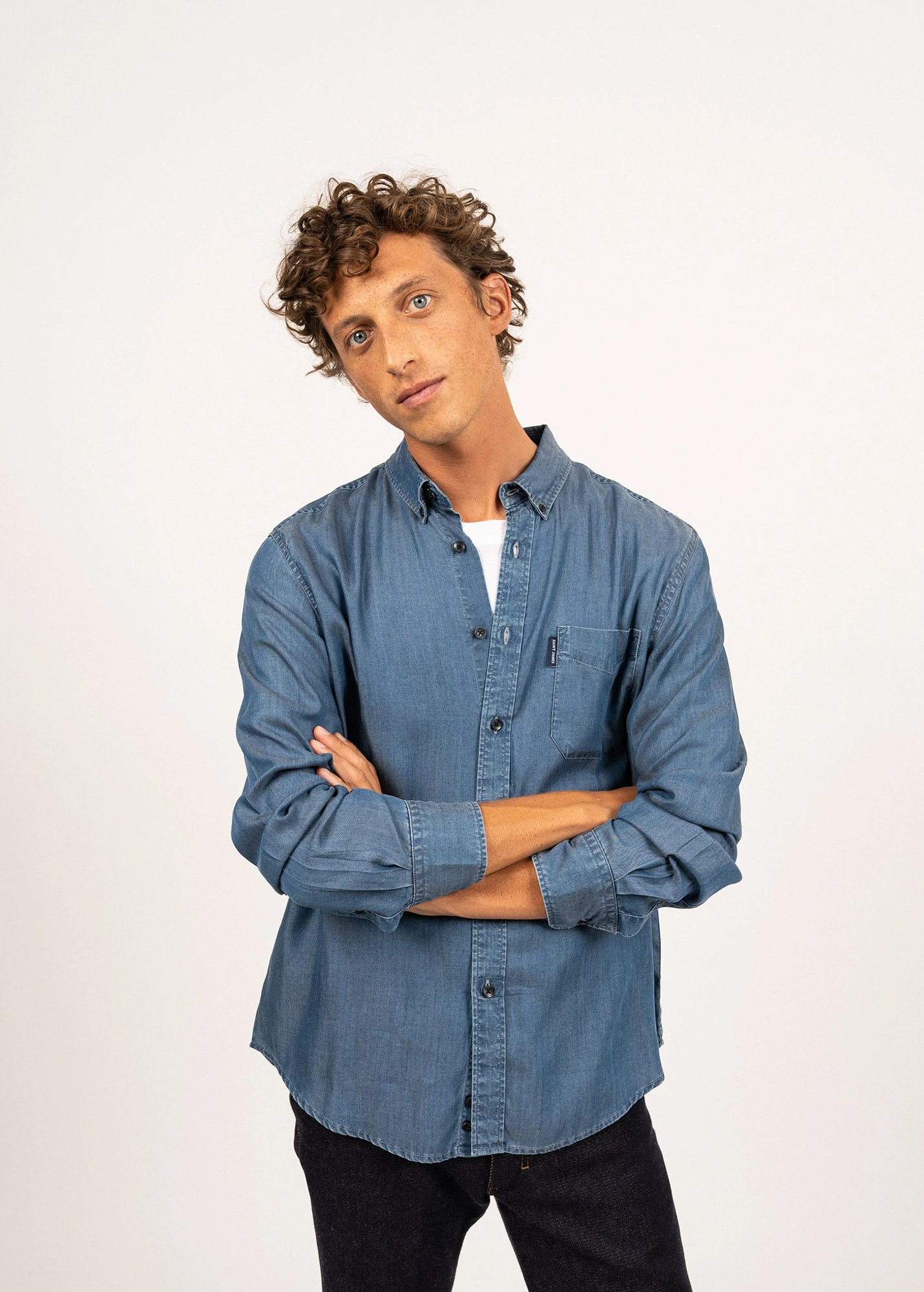 SAINT JAMES Chemise Manches Longues Frederic - Coupe Droite, En Chambray (CHAMBRAY) 5 SAINT JAMES Chemise Manches Longues Frederic - Coupe Droite, En Chambray (CHAMBRAY) - Image 3