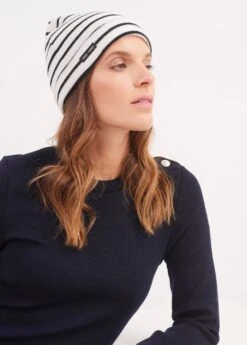 SAINT JAMES Bonnet Marin Rayé Cartier - En Laine Douce (ECUME/NAVY)
