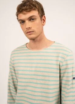 SAINT JAMES Marinière Mixte Meridien - Coupe Droite, En Coton épais (NATUREL/JADE) -Chic Marin Soldes 6870 NATUREL JADE 04