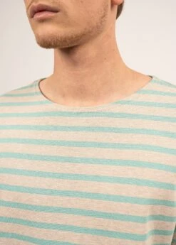 SAINT JAMES Marinière Mixte Meridien - Coupe Droite, En Coton épais (NATUREL/JADE) -Chic Marin Soldes 6870 NATUREL JADE 05