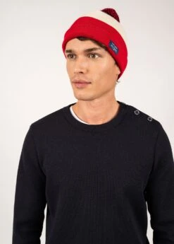 Bonnet Tricolore En Laine - SAINT JAMES X Elysée (MARINE/ECRU/ROUGE)