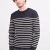 SAINT JAMES Pull Marin Rayé Galiote - Coupe Droite, En Laine Mélangée (NAVY/ECUME) -Chic Marin Soldes 7120 NAVY ECUME E shop BD 1