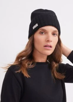 SAINT JAMES Bonnet à Revers Barbaresque - En Laine Tricotée (NOIR)