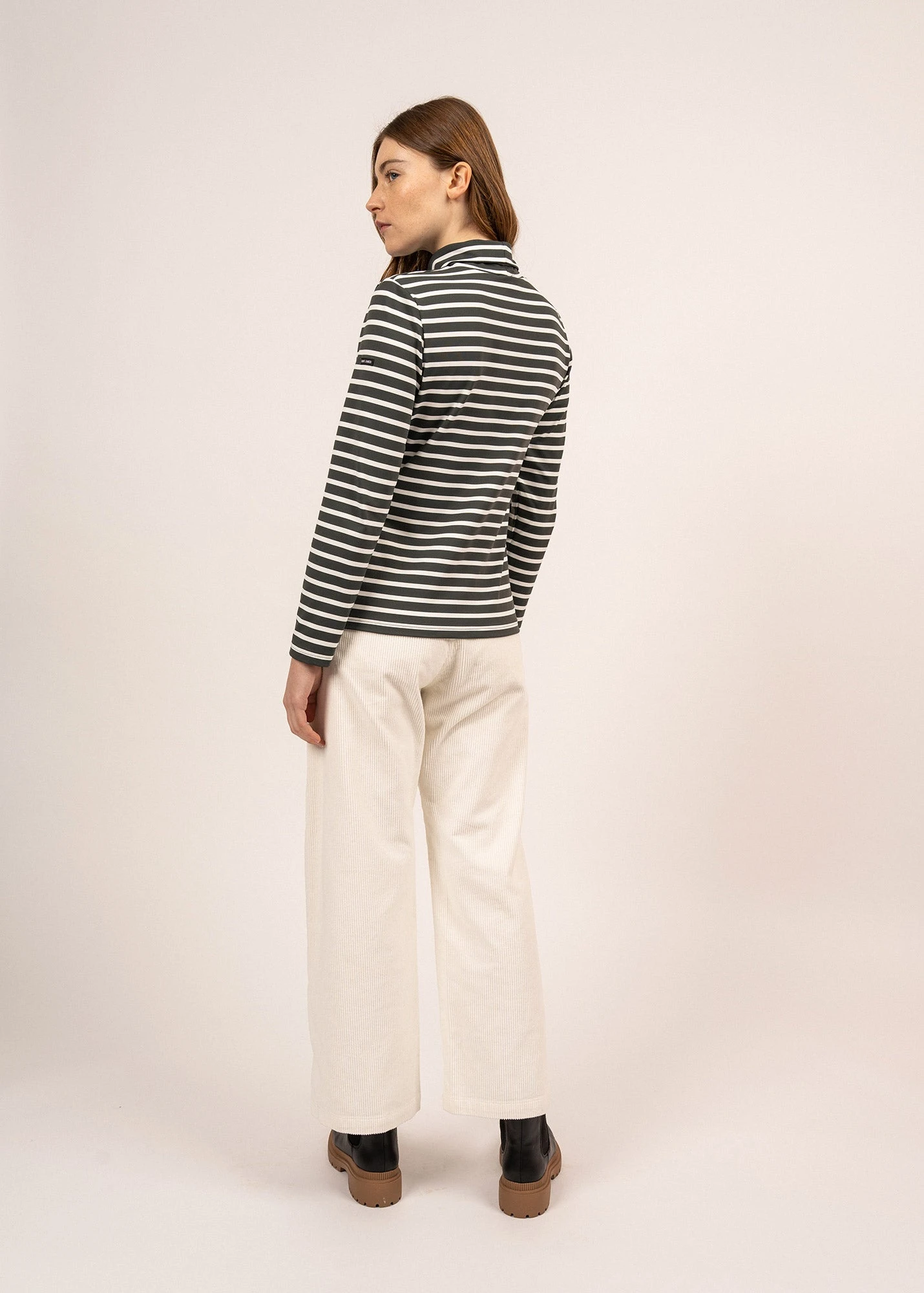 SAINT JAMES T-shirt Oural - à Col Roulé Rayé, En Jersey (VEGETAL/ECUME) 4 SAINT JAMES T-shirt Oural - à Col Roulé Rayé, En Jersey (VEGETAL/ECUME) - Image 2