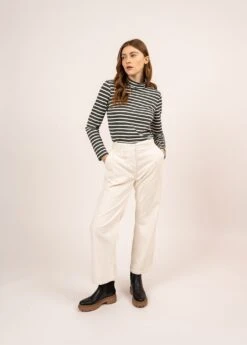 SAINT JAMES T-shirt Oural - à Col Roulé Rayé, En Jersey (VEGETAL/ECUME) 9 SAINT JAMES T-shirt Oural - à Col Roulé Rayé, En Jersey (VEGETAL/ECUME) -Chic Marin Soldes 7734 VEGETAL ECUME 03