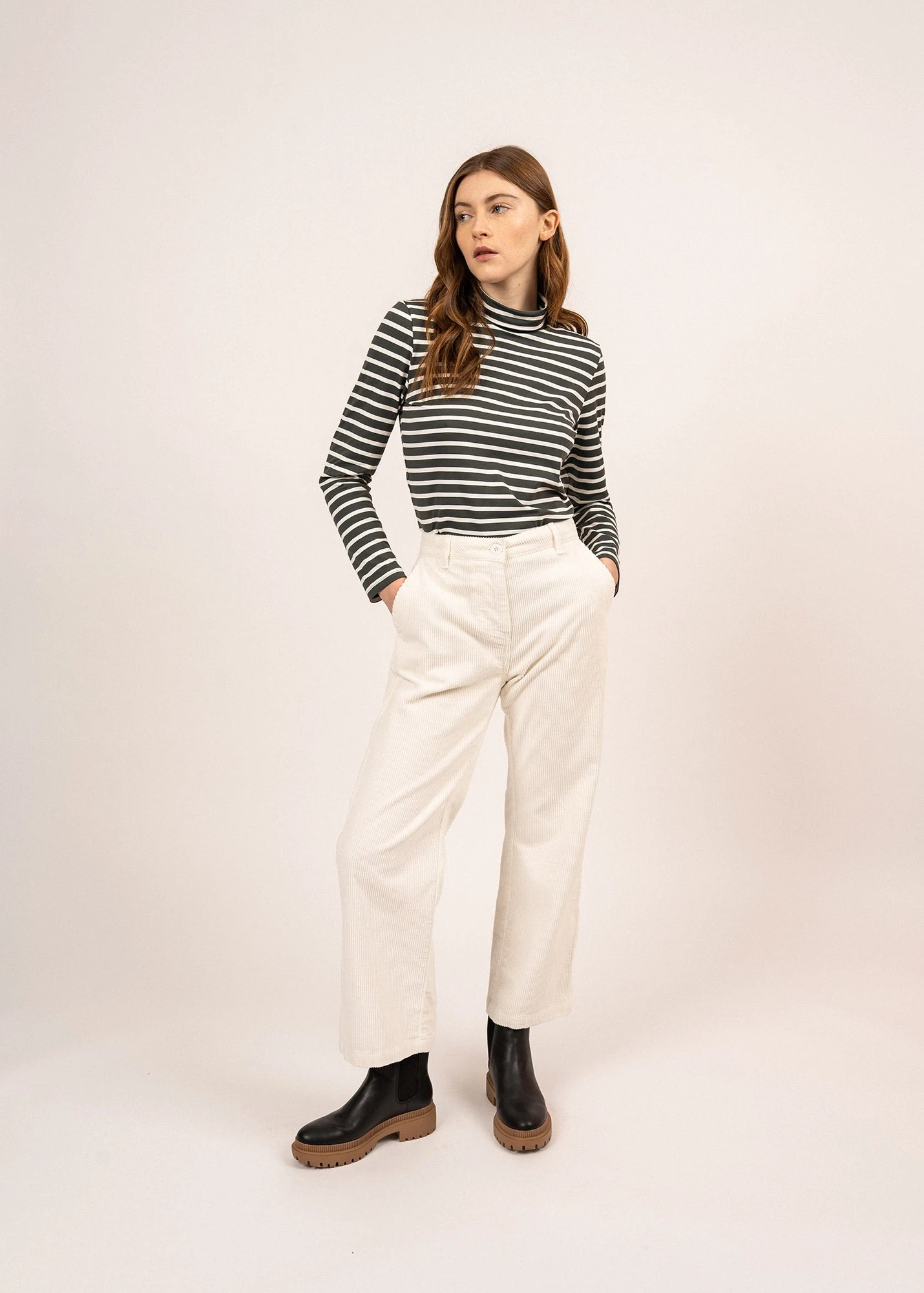 SAINT JAMES T-shirt Oural - à Col Roulé Rayé, En Jersey (VEGETAL/ECUME) 5 SAINT JAMES T-shirt Oural - à Col Roulé Rayé, En Jersey (VEGETAL/ECUME) - Image 3