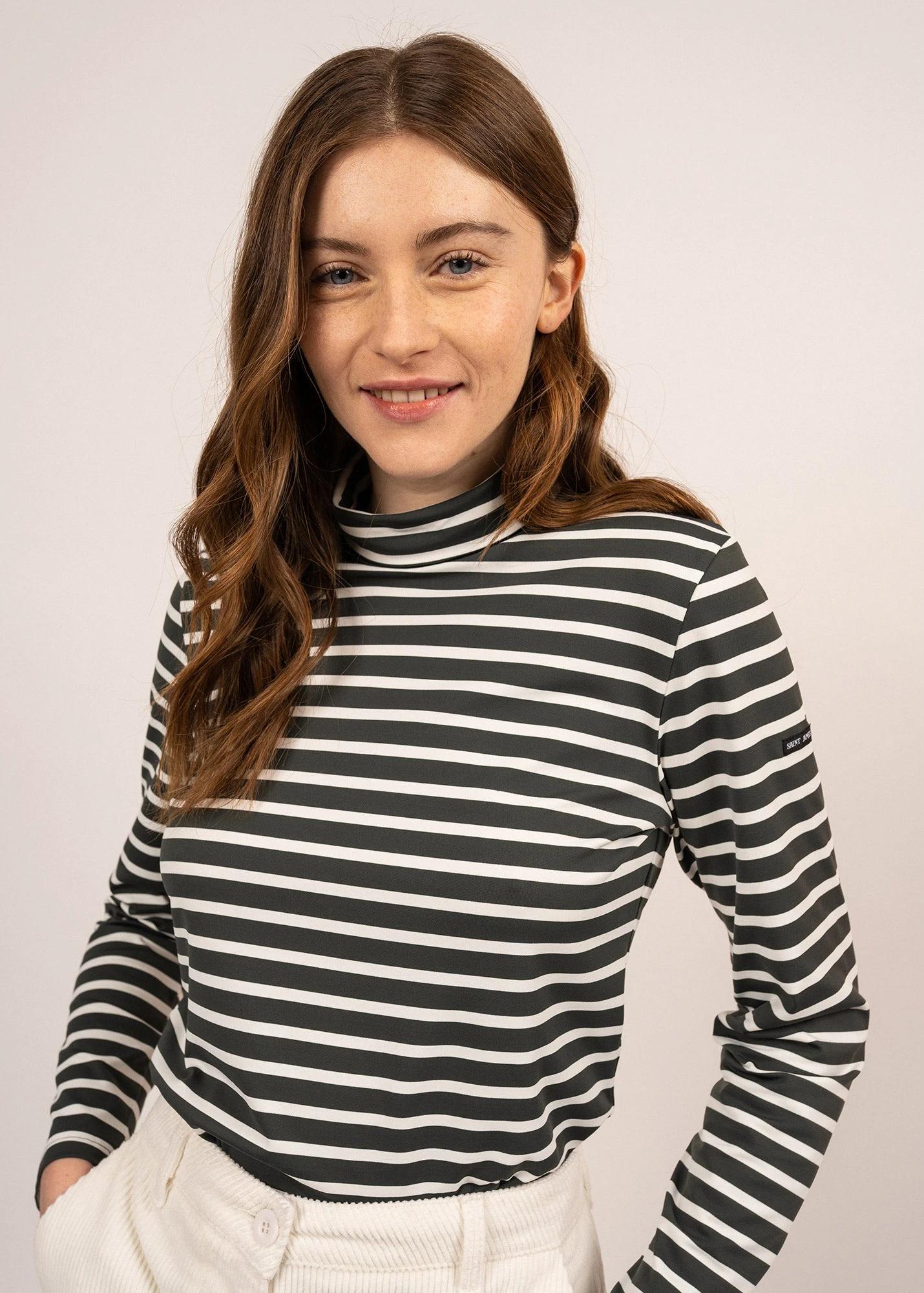 SAINT JAMES T-shirt Oural - à Col Roulé Rayé, En Jersey (VEGETAL/ECUME) 6 SAINT JAMES T-shirt Oural - à Col Roulé Rayé, En Jersey (VEGETAL/ECUME) - Image 4