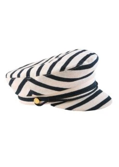 Casquette De Marin SAINT JAMES - En Jersey De Coton Rayé (ECRU/MARINE)