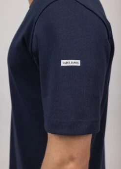 SAINT JAMES T-shirt à Manches Courtes Lumio - Col Rond, En Coton (MARINE) -Chic Marin Soldes 8413 01 E shop BD 4