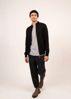 SAINT JAMES Cardigan Creggan - Zippé, En Laine Mérinos (NOIR/ROSE FLUO) -Chic Marin Soldes 8673 NOIR ROSE FLUO 03