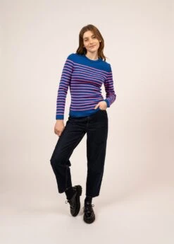 SAINT JAMES Pull Marin Rayé Marée - Coupe Ajustée, En Maille De Laine (GITANE/ROSE FLUO)