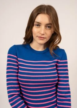 SAINT JAMES Pull Marin Rayé Marée - Coupe Ajustée, En Maille De Laine (GITANE/ROSE FLUO) -Chic Marin Soldes 8696 GITANE ROSE FLUO 04