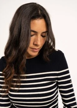 SAINT JAMES Pull Marin Rayé Marée - Coupe Ajustée, En Maille De Laine (NAVY/ECUME) -Chic Marin Soldes 8696 KH E shop BD 16