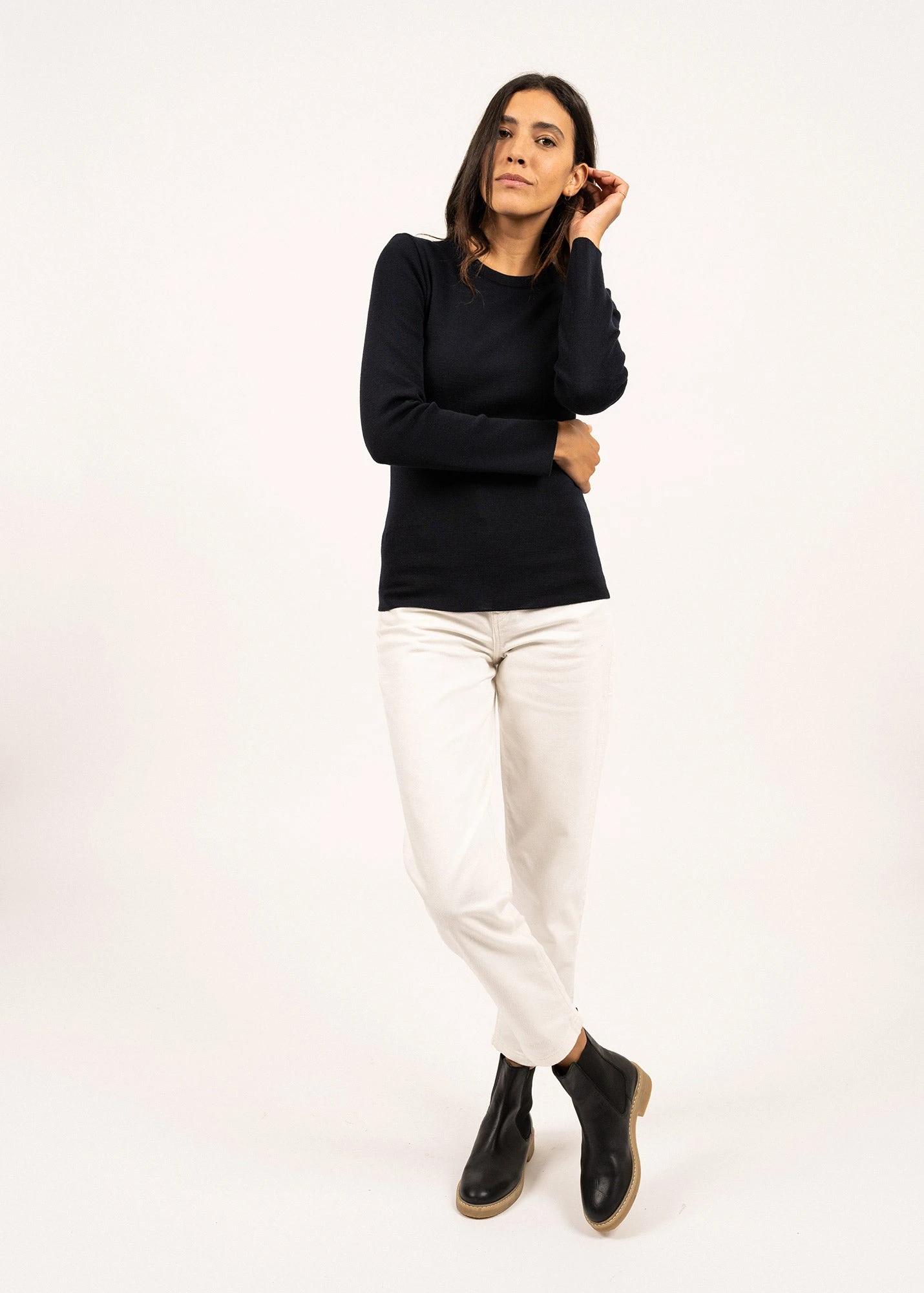 SAINT JAMES Pull Marin Uni Marée - Coupe Ajustée, En Maille De Laine (NAVY) 3 SAINT JAMES Pull Marin Uni Marée - Coupe Ajustée, En Maille De Laine (NAVY)