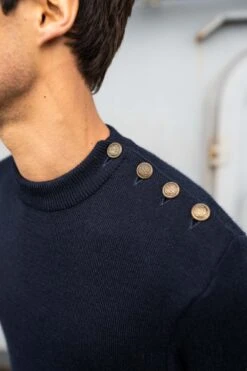 Pull Marin Uni "Compas" - SAINT JAMES X Marine Nationale (MARINE) -Chic Marin Soldes 8738 Navy Astrolab U3186