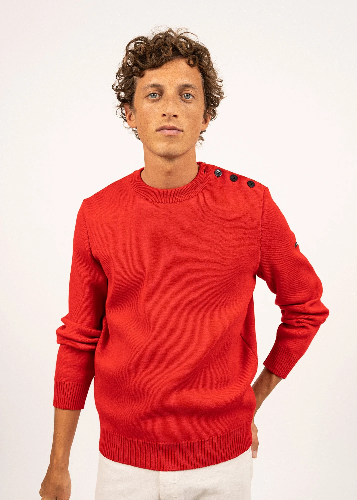 SAINT JAMES Pull Marin Uni Cancale - Coupe Confort, En Pure Laine Vierge (ROUGE) 3 SAINT JAMES Pull Marin Uni Cancale - Coupe Confort, En Pure Laine Vierge (ROUGE)