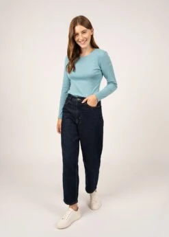 SAINT JAMES T-shirt Manches Longues Celina - Col Rond, En Coton Uni (JADE) -Chic Marin Soldes 8976 KZ JADE E Shop BD 03