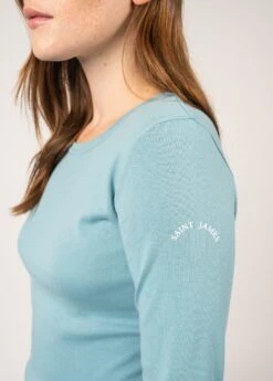 SAINT JAMES T-shirt Manches Longues Celina - Col Rond, En Coton Uni (JADE) -Chic Marin Soldes 8976 KZ JADE E Shop BD 05