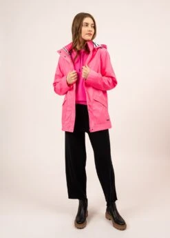 SAINT JAMES Parka Ste Morgane - Waterproof En Jersey Rayé (ROSE FLUO)
