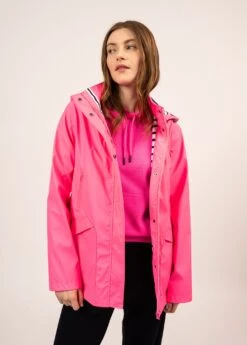 SAINT JAMES Parka Ste Morgane - Waterproof En Jersey Rayé (ROSE FLUO) -Chic Marin Soldes 9134 ROSE FLUO 03