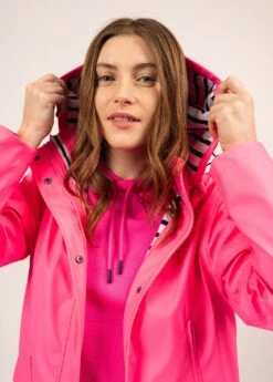 SAINT JAMES Parka Ste Morgane - Waterproof En Jersey Rayé (ROSE FLUO) -Chic Marin Soldes 9134 ROSE FLUO 04
