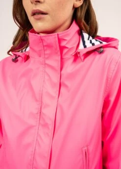 SAINT JAMES Parka Ste Morgane - Waterproof En Jersey Rayé (ROSE FLUO) -Chic Marin Soldes 9134 ROSE FLUO 05