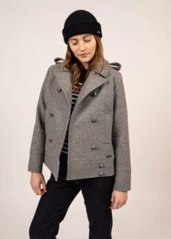 SAINT JAMES Caban Ste Brigitte - En Drap De Laine (GRIS CLAIR) -Chic Marin Soldes 9158 GRIS CLAIR 03