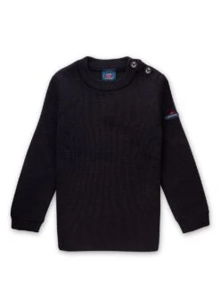 SAINT JAMES Pull Marin Uni Enfant Moussaillon - En Laine Mélangée (NAVY)