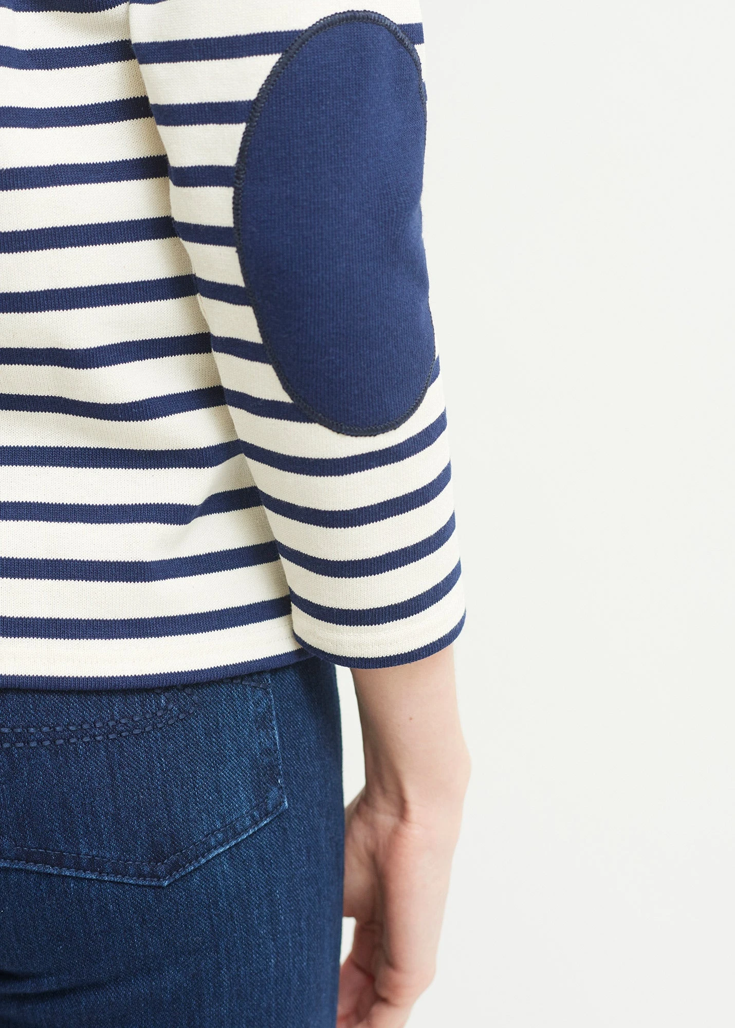 SAINT JAMES Marinière Col Bateau Guildo - à Coudières Unies, En Coton épais (ECRU/MARINE) 7 SAINT JAMES Marinière Col Bateau Guildo - à Coudières Unies, En Coton épais (ECRU/MARINE) - Image 5