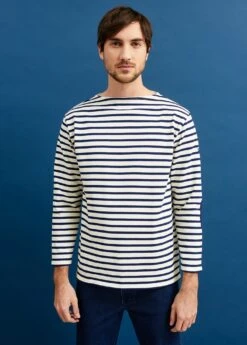 SAINT JAMES Marinière Col Bateau Guildo - à Coudières Unies, En Coton épais (ECRU/MARINE) 11 SAINT JAMES Marinière Col Bateau Guildo - à Coudières Unies, En Coton épais (ECRU/MARINE) -Chic Marin Soldes 9312 GUILDO R COUD ECRU MARINE 05