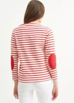 SAINT JAMES Marinière Col Bateau Guildo - à Coudières Unies, En Coton épais (ECRU/TULIPE) -Chic Marin Soldes 9312 GUILDO R COUD ECRU TULIPE 02