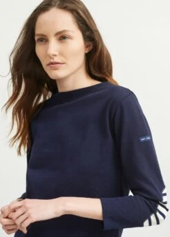 SAINT JAMES T-shirt Marin Col Bateau Guildo - à Coudières Marinière, En Coton épais (NAVY)