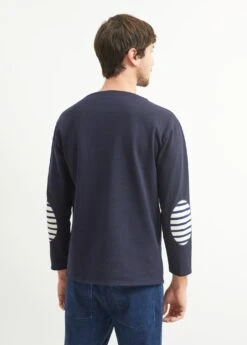 SAINT JAMES T-shirt Marin Col Bateau Guildo - à Coudières Marinière, En Coton épais (NAVY) -Chic Marin Soldes 9319 GUILDO U COUD NAVY 06