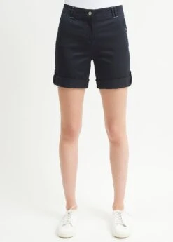 SAINT JAMES Bermuda Marie - En Gabardine De Coton Uni (NAVY) -Chic Marin Soldes 9623 MARIE II NAVY 07