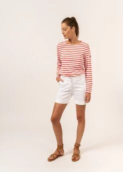 SAINT JAMES Bermuda Marie - En Gabardine De Coton Uni (BLANC)